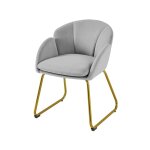 Yaheetech - fauteuil de salon en velours polyester en forme de fleur, chaise de salle � manger avec pieds ...