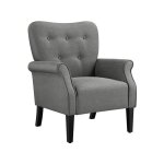 Fauteuil de salon chaise de salon moderne en tissu polyester avec dossier capitonné pied en bois chaise ... Fauteuil de salon chaise de salon moderne en tissu polyester avec dossier capitonné pied en bois chaise ...