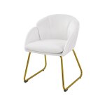 Yaheetech - fauteuil de salon en velours polyester en forme de fleur, chaise de salle � manger avec pieds ...