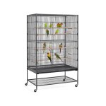 Yaheetech - grande cage sur pied volire canaries perroquet grosses perruches cage oiseaux sur roulettes ...