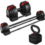 Haltère réglable 3 - 24 kg, kettlebell, haltère musculation longs, 3 en 1, avec barre d'extension, 12 ... Haltère réglable 3 - 24 kg, kettlebell, haltère musculation longs, 3 en 1, avec barre d'extension, 12 ...