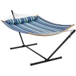 Yaheetech hamac avec support en m�tal hamac sur pied pour 2 personnes toile avec barre oreiller sac de ...