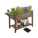 Yaheetech carr� potager sur pieds ext�rieur carr� � plantes en bois jardini�re sur�lev�e en bois avec ...