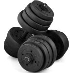 Yaheetech ? set de halt�res 30 kg ? 2 barres de 47 cm ? 16 disques en b�ton pour entra�nement musculaire ...