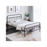 Yaheetech - lit adulte simple double en m�tal assemblage simple pour petits espaces adultes 140x200cm ...