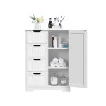 Yaheetech - meuble rangement, armoire avec 4 tiroirs / 1 porte / etagre rglable pour salle de bain ...