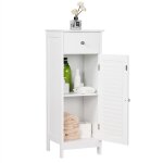 Yaheetech meuble de salle de bain sur pied colonne de rangement armoire angle entre blanche - kit anti ...