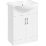 Yaheetech - meuble salle de bain avec vasque en cramique, meuble lave main wc, armoire sous lavabo encastre, ...