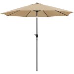 Yaheetech parasol de jardin ext�rieur 300 cm parasol � 8 baleines en m�tal manivelle avec bouton - poussoir ...