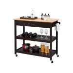 Yaheetech plan de travail desserte sur roulettes meuble de cuisine 101 x 51 x 92 cm 2 roues avec frein ...
