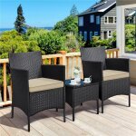 Yaheetech salon de jardin exterieur, ensemble meubles de jardin 2 fauteuils et table basse plateau verre ...