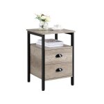 Yaheetech - table d'appoint table de chevet industrielle en bois cadre en métal bout de canapé avec compartime ... Yaheetech - table d'appoint table de chevet industrielle en bois cadre en métal bout de canapé avec compartime ...