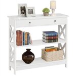 Yaheetech - table console en bois mdf meuble d'entre avec 2 etagre de rangement design en forme x pour ...