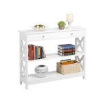 Yaheetech - table console, console entr�e en bois � 3 niveau avec 1 tiroir, 100 x 30 x 80 cm, pied en ...