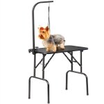 Table de toilettage pour chien chiot chat pliant transportable 80, 5  46  76 cm avec bras / anneau ...