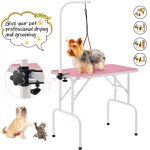 Table de toilettage pour chien chiot chat pliant transportable 80, 5  46  76 cm avec bras / anneau ...