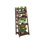 Yaheetech - tagre  fleurs pliante en bois supports de pots  4 niveaux porte plante escalier pour salon ...