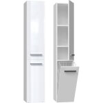 Hucoco - yana - meuble salle de bain avec panier  linge - 31x30x174 cm - colonne rangement sdb blanc ...