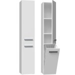 Hucoco - yana - meuble salle de bain avec panier  linge - 31x30x174 cm - colonne rangement sdb blanc ...