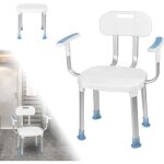 Yardin - tabouret de douche pour seniors chaise de douche avec accoudoirs et dossier si�ge de douche ...