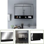 Ybyric - the living store armoire � miroir de salle de bain led noir 80x15x60 cm mdf - meuble de salle ...