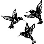 Ymyny d�coration murale colibri oiseau en m�tal noir, 3 pi�ces 10. 2in d�coration murale en fer forg� ...