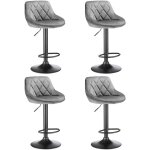 Yongqing - lot de 4 tabouret de bar en velours tabourets de cuisine hauteur rglable gris clair