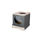 Yongqing - bac litire chat maison de toilette portable pour chat 48x39x34cm gris vert
