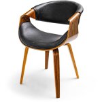 Yorkshire - fauteuil en bois massif et letherette noire