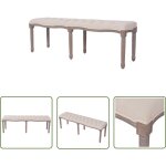 Youthup - the living store banc lin bois massif 150 x 40 x 48 cm blanc cr�me - banc design - banc vintage ...