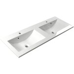 Sapho - yukon - lavabo double sur plan, 120x45 cm, avec 2 trous pour les mitigeurs, blanc yu120
