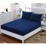 Yzmrbdqc - bedding drap housse - bleu marine, 160 x 200 cm - bonnets 30 cm pour matelas �pais - polyester ...