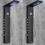 Noir led colonne de douche hydromassage acier inox lcd affichage temprature d'eau colonne douche en ...