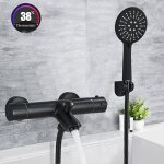 Zamery - noir mitigeur de baignoire thermostatique cascade avec douche � main 3 jets au choix robinet ...