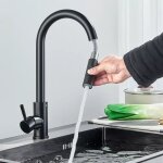 Zamery - robinet cuisine noir avec douchette extensible rotation 360� robinetterie � ressort - mitigeur ...