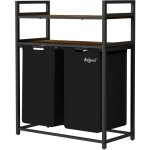 Panier  linge zelsius 2 compartiments, noir, 73 x 33 x 91 cm, panier  linge avec tagre, bac  linge ...