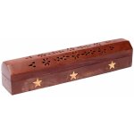 Boite porte encens en bois motif etoiles