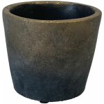 Cache pot de fleurs en ciment gris et or