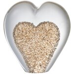 Presse papier sulfure c?ur dor� en verre 10 cm