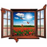 Sticker mural coquelicots trompe l'?il