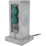 Zenitech - borne pierre 4x16a + 2 interrupteurs 5m - gris