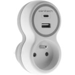 Prise 16a + 2 ports usb a / c - blanc et gris - bolea zenitech