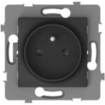 Prise simple 2p + t encastrable - � composer - m�tal noir bross� - kouro zenitech