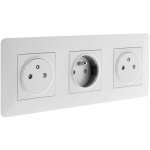 Triple prise affleurante 2p + t 16a livr�e avec bo�te d'encastrement - blanche - artezo zenitech