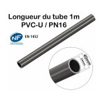 Barre tuyau 40mm : longueur 1m rigide tube pvc Barre tuyau 40mm : longueur 1m rigide tube pvc