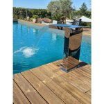 Cascade inox 316 fontaine piscine bassin mod�le demi cube hauteur 70cm