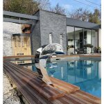 Cascade inox fontaine piscine bassin modle dauphin avec oeuil et aileron hauteur 41cm / larg 16, 8cm ...