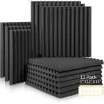 Zolginah lot de 12 panneaux de mousse acoustique, mousse anti bruit panneaux acoustiques, ignifuges autocollan ...