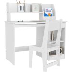Bureau enfant multi - rangement - ensemble bureau, chaise, �tag�re - tiroir, plateau coulissant, 2 niches, ...