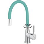 Ferro - zumba robinet mitigeur de cuisine bec flexible bleu menthe